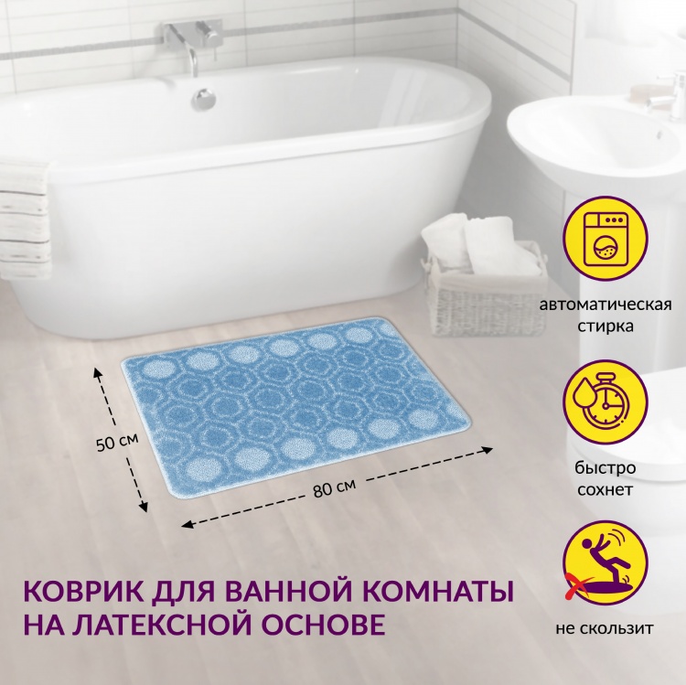 Коврик АКТИВ icarpet 50*80 002 голубой 11 - 2