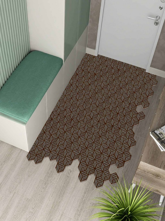 Коврик придверный влаговпитывающий SHAHINTEX Жаккард ТПР 120х200 мокко 02 S - 3