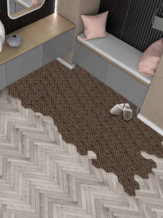 Коврик придверный влаговпитывающий SHAHINTEX Жаккард ТПР 120х200 мокко 02 S - 4