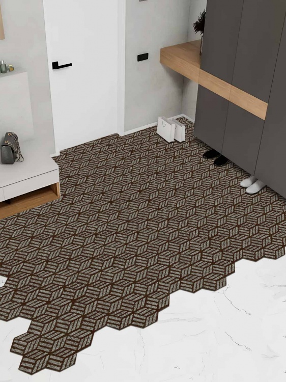 Коврик придверный влаговпитывающий SHAHINTEX Жаккард ТПР 150х200 мокко 02 S - 3