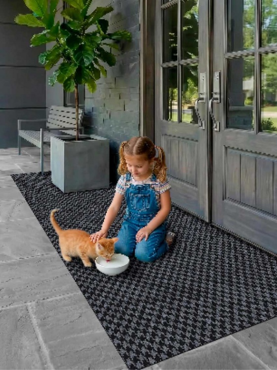 Коврик влаговпитывающий SHAHINTEX Гусиная лапка ТЭМ 100х300 графит 01 S - 4