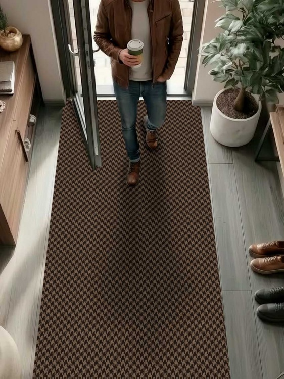 Коврик влаговпитывающий SHAHINTEX Гусиная лапка ТЭМ 100х300 мокко 02 S - 3